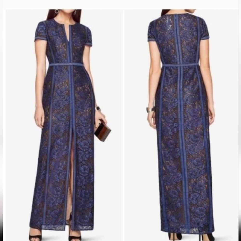 BCBG CAILEWAN DRESSElegant Blue Lace Maxi Dress